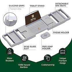 ROYAL CRAFT WOOD Luxury Bathtub Caddy Tray, 1 or 2