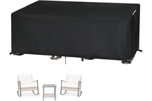 Fizentia Patio Furniture Cover,Waterproof 3-in-1 Cover for Patio Furniture Set 3 Piece,Outdoor Rocking Chairs Set of 2 and Table Cover,Bistro Set Cover (black, 71"L X35"W X27"H)