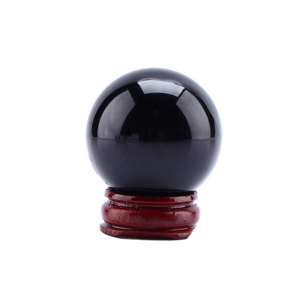 Hztyyier Natural Black Quartz Crystal Ball, 40mm Glass Sphere with Stand for Decorative Use