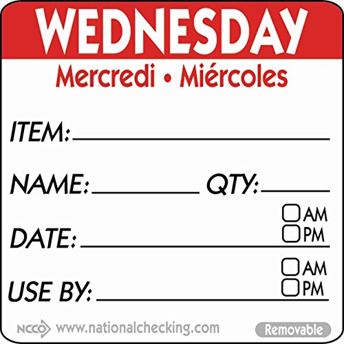 Genware NEV-RIDU2203R Day Label, 50 mm, Wednesday Removable (Pack of 500)