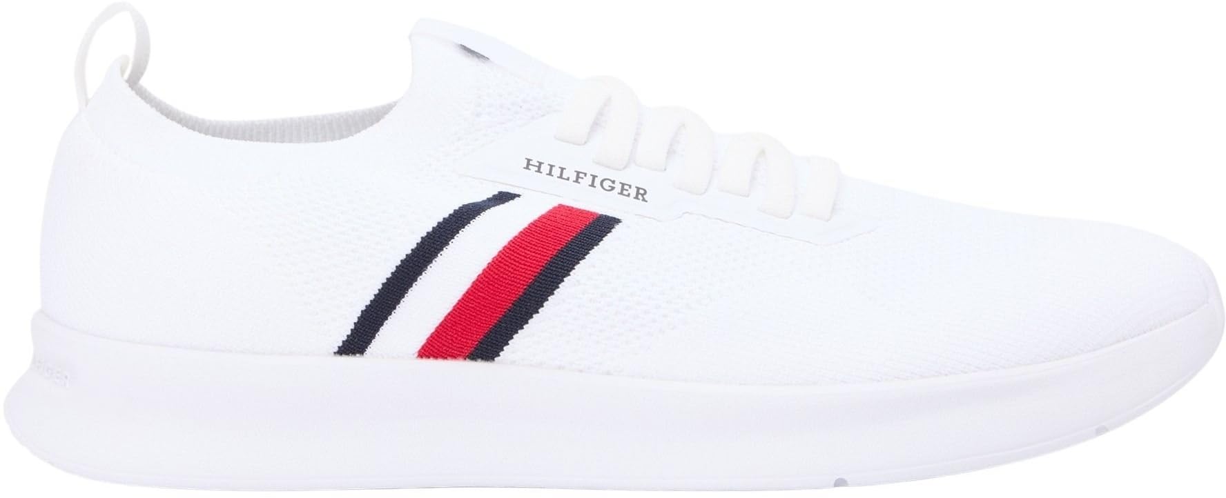 Tommy Hilfiger Herren Runner Sneaker Lightweight Knitted Low Top, Weiß (White), 43 6