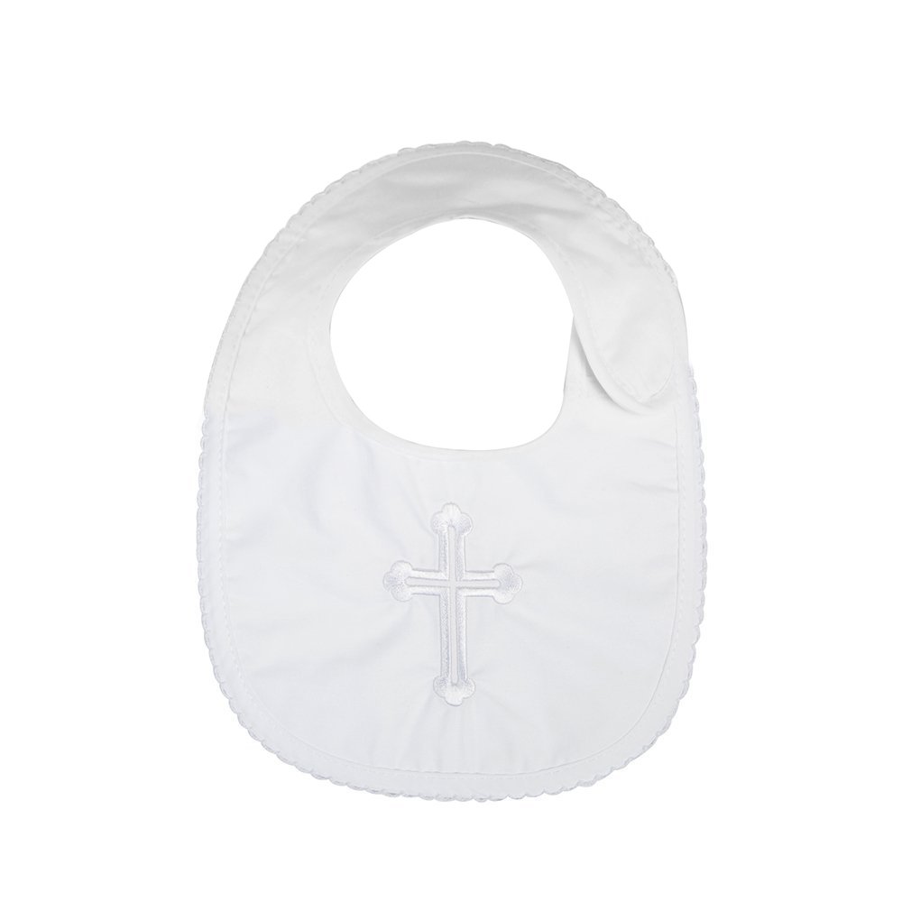 LACOFIA Infant Baby Boys Girls Christening Baptism Embroidered White Bibs