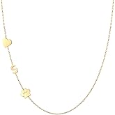 GINAZL Personalized Sideways Paw Print and Initial Necklace, Dog Cat Mom Gift Pet Memorial Gifts Mothers Day for Women