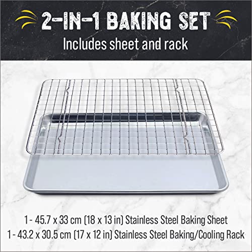 Checkered Chef Baking Sheet with Wire Rack Set Stainless Steel Cookie