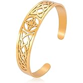 NIGHTCRUZ Witches Knot Cuff Bangle, Stainless Steel Celtic Knot Bracelet, Wicca Pagan Jewelry for Women Girls
