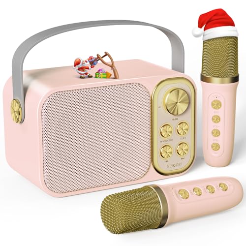 BESCOST Professional Karaoke with 2 Wireless Microphones, Bluetooth Karaoke Speaker for Kids, Portable Karaoke Machine Support TF Card, AUX, U Disk, Ideal for Wedding, Party, Birthday