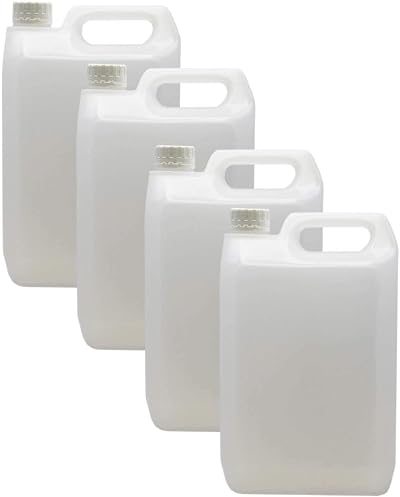 Trade Chemicals HDPE Jerry 5L 4 Pack White with Optional Lids 38mm Neck
