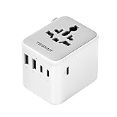 TESSAN Universal Travel Adapter 28W, International Power Adapter | Travel Adapter Worldwide, 3 USB C 2 USB A Ports, US to European UK Italy Ireland New Zealand, Type C G A I Plug