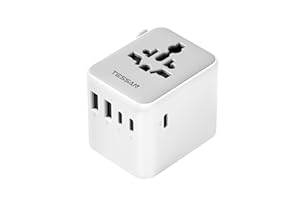 TESSAN Universal Travel Adapter 28W, International Power Adapter with 3 USB C 2 USB A Charging Ports, Worldwide Plug Adaptor for US to European UK Italy Ireland New Zealand (Type C G A I)