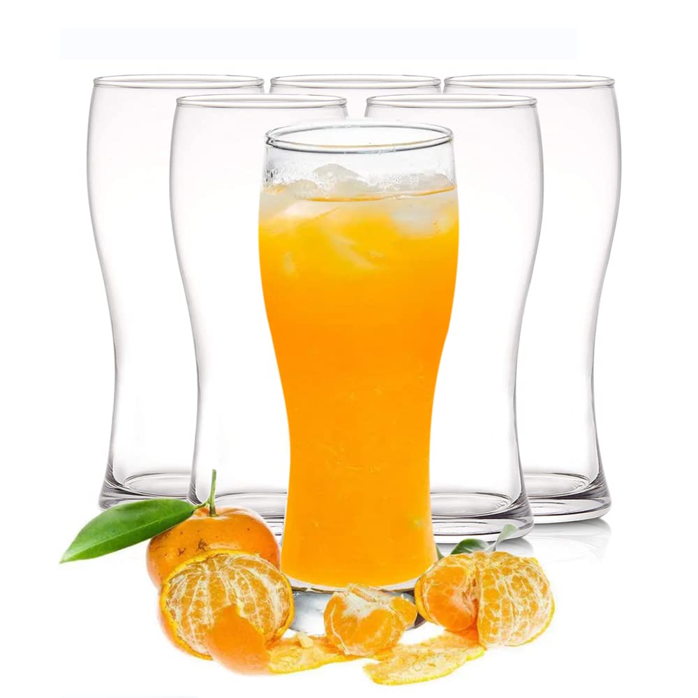 YBCPACK 16 oz/500 ml Beer Glasses, Drinking Glasses Set of 6 ，Tumbler Glasses Set for Home