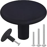 MUMU 6 Pack 1.65 inch Kitchen Cabinet Handles Round Matte Black Dresser Drawer Knobs Simple Cabinet Hardware Pulls for Closet