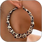 Bamboo Earrings for Women Gold Bamboo Hoop Earring Large Leopard Hoop Earrings 90s Large Gold Hoop Earring Trendy Hip Hop Jewelry for Women