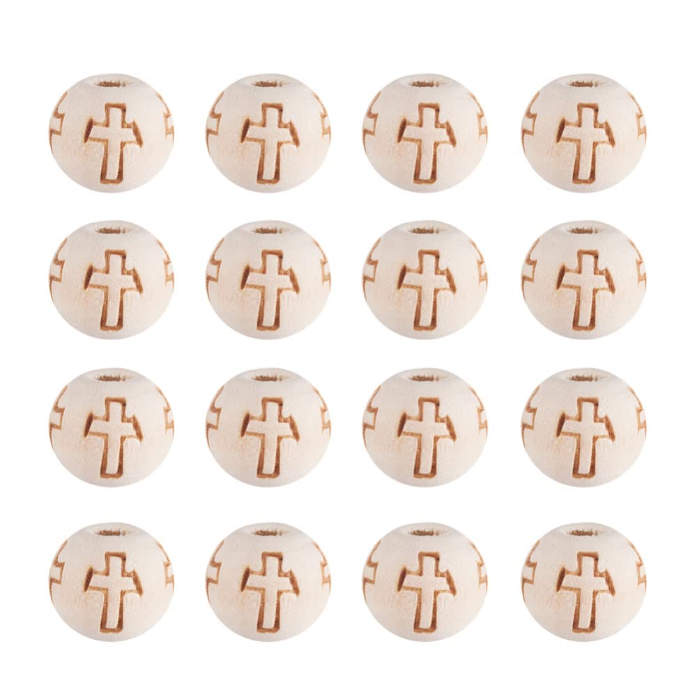 Cheriswelry 200pcs 10mm Natural Unfinished Round Wood Beads with Cross Solid Wooden Ball Loose Spacers for DIY Jewelry Making Hole:2mm โ image 1