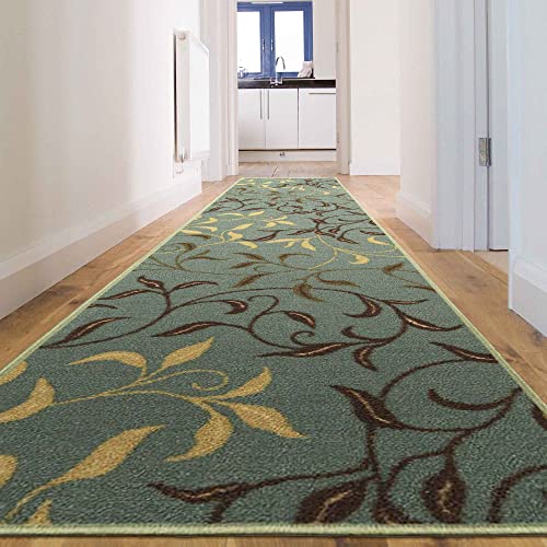 Machine Washable Leaves Design NonSlip Rubberback 3x10 Traditional