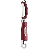 Farberware Euro Vegetable Peeler with Swivel Blade Red | Effortless Precision Peeling, Rust-Resistant Stainless Steel Blade,