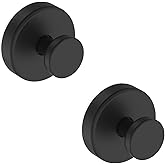 Bntuk Suction Cup Hooks for Shower, Removable Towel Hooks for Bathroom | Glass Door Window, No Drill Bath Robe Loofah Wreath Hook for Hanging - 2 Pack, Black