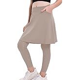 Xioker Girls Knee Length Skirts with Leggings,Girls Skirted Full Length Leggings with Pockets