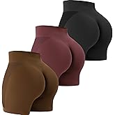 VVX 3 Piece Womens Workout Shorts Scrunch Butt Lifting Seamless High Waist Yoga Gym Shorts for Women