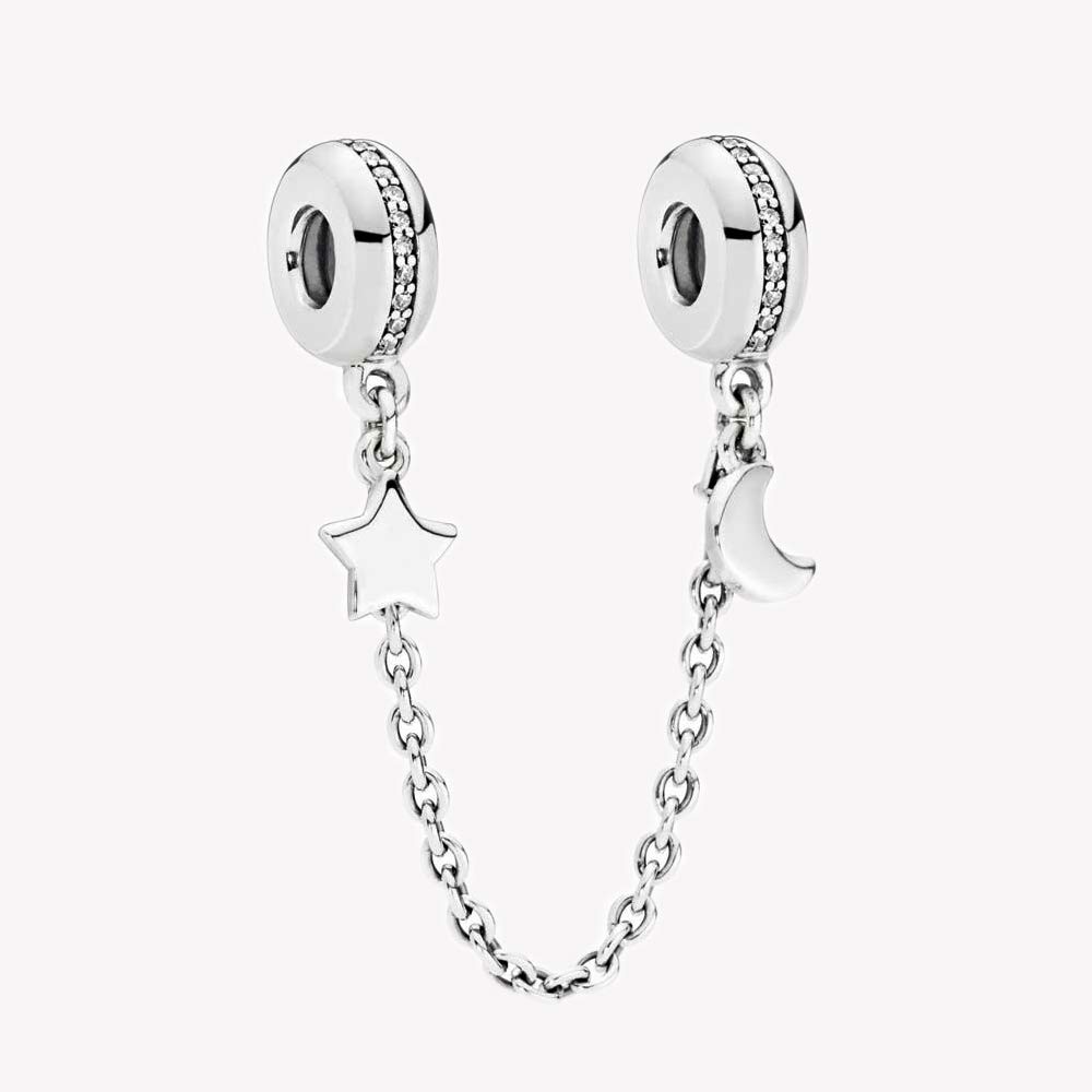 PANDOCCI 2018 Winter 925 Silver Personal Galaxy Saftey Chain DIY Fits for Original Pandora Bracelets Charm Fashion Jewelry