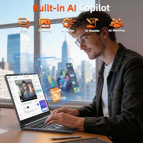 MELIUNA 15.6 Inch Laptop, AI Software Windows 11 Laptops with 16GB RAM 512GB SSD, AMD Ryzen 5 Processor, Backlit Keyboard, 180° Viewing, Full-Featured Type-C, for Business Student Notebook(Gray)