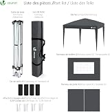 VOUNOT 3m x 3m Pop Up Gazebo with Sides 4 Weight Bags Grey view 6