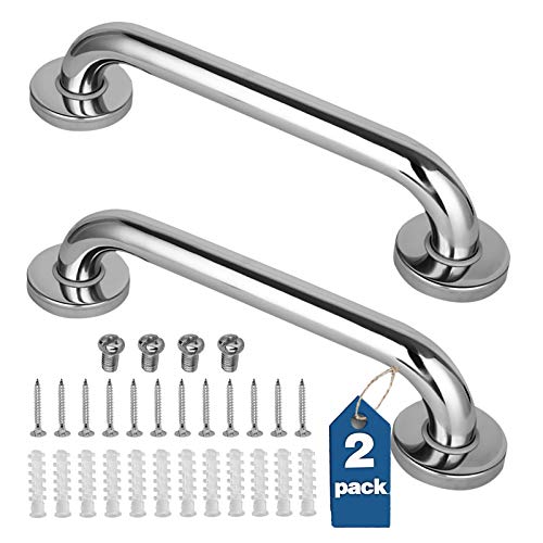 Photo 1 of 2 Pack Shower Grab Bar, Stainless Steel Bathroom Grab Bar, Shower Handle Bath Handle, Safety Bars for Shower Chair Bench, Grab Bars Senior, Elderly, Handicap(12 Inch)