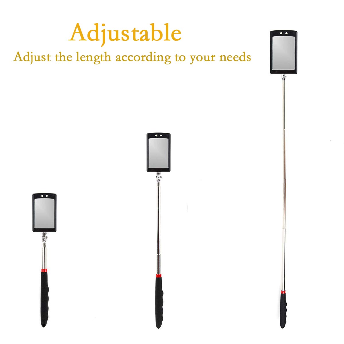 Telescoping Lighted Inspection Mirror, Telescoping LED Lighted Flexible