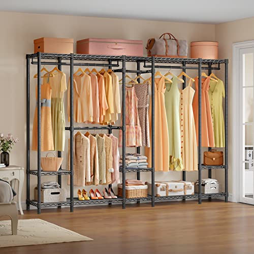 VIPEK V50 Extra Large Closet Rack Heavy Duty Garment Rack Freestanding Wardrobe with Shelves, Portable Metal Clothing Rack for Hanging Clothes, Adjustable Open Closet System, 1300 lb Capacity, Black