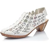 Rieker 46778 Sina Women's Heels - Sling-Backs, Leather Upper, Hand-Woven Design, Anti-Stress Comfort, Flexible Sole, Secure Fit, and Timeless Everyday Style