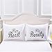 Couples Pillow Cases, “Hen Beast”&“His Beauty ” Couple Pillow Covers, Romantic Gift Idea for Couples, Anniversary, Wedding, Engagement, Set of 2 Printed Pillowcases for Him and Her in Love, 30x20in