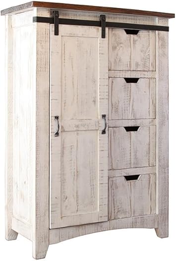 Amazon Com Rr Distressed White Anton Sturdy Solid Wood Sliding
