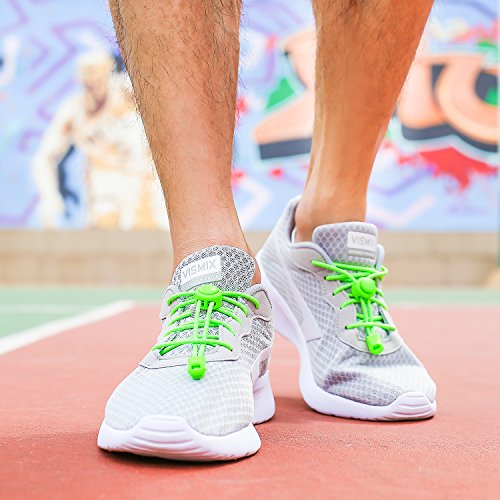 Udaily No Tie Shoelaces (pack of 4), Elastic Shoe Laces for Kids and Adults, Lock Tie Running Shoe Laces for Sneakers, Boots Board Shoes and Casual Shoes (Black+Grey+Blue+Green) - Thumbnail 5
