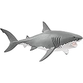 Schleich Wild Life Realistic Great White Shark Figurine - Durable and Educational Ocean Shark Animal Figurine Toy for Play an