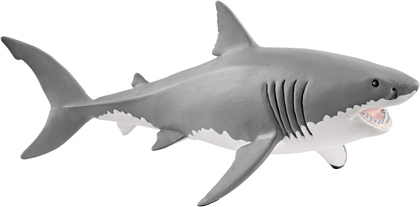 schleich Wild Life - 7” Great White Shark Figurine - Realistic Ocean Animal Figure for Screen-Free Learning - Durable Waterproof Shark Toy for Imaginative Play - Boys and Girls Age 3+ | 14809