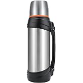 Olerd 85oz/2.5L Silver Large Thermosflask Stainless Steel Insulated Bottle | Double-Layer Vacuum Keeps Drinks Hot or Cold BPA-Free Handle, Portable for Camping, Drives, Worksites &amp; Truckers