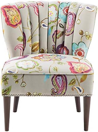 Madison Park Korey Accent Chairs Hardwood Birch Wood Fabric Living Room Chairs Khaki Purple Blue Floral Paisley Style Living Room Sofa Furniture 1 Piece Wingback Deep Seat Armless Bedroom Chairs Seats