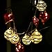 V&M VALERY MADELYN 7.2Ft Trendy Christmas Glass Ball Garland with 10 Led Lights in Red and Black Color, Battery Operated