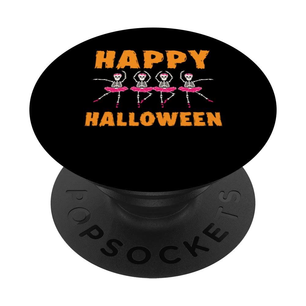 Happy Halloween Lazy Costume Dancing Skeleton Ballerina PopSockets Swappable PopGrip