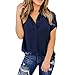 YANG-YI Summer Tops, Clearance Hot Fashion Women Chiffon Short Sleeve Casual Shirt Tops Fashion Ladies Blouse T-Shirt (Navy, XL)