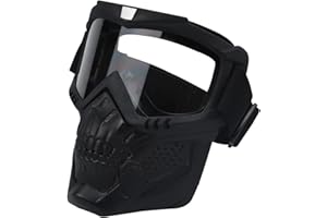 LJDJ Motorcycle Goggles with Removable Face Mask - Dirt Bike ATV Motocross Eyewear Anti-UV Adjustable MX Riding Offroad Cycling Motorbike Protective Glasses Racing Combat Tactical Military Goggles