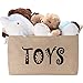 Hinwo 63L Large Capacity Burlap Storage Bin Basket Thickened Linen Jute Fabric Toy Chest Organizer with Handles for Kids Toys Laundry Clothes Nursery Playroom and Shelves, 22 x 15 x 12