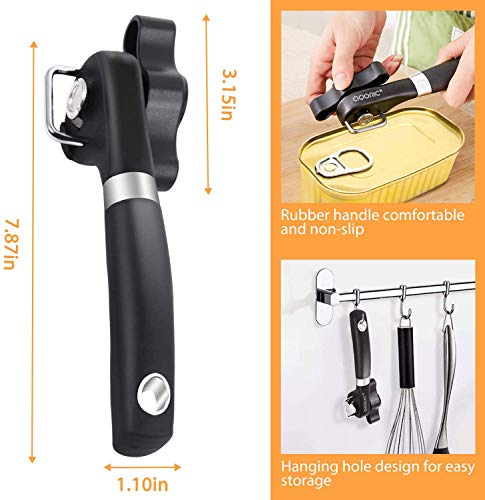 Manual Can Opener with Soft Grips Handle, Safe Cut Manual Can Opener, Food Grade Stainless Steel Can Opener for Kitchen & Restaurant