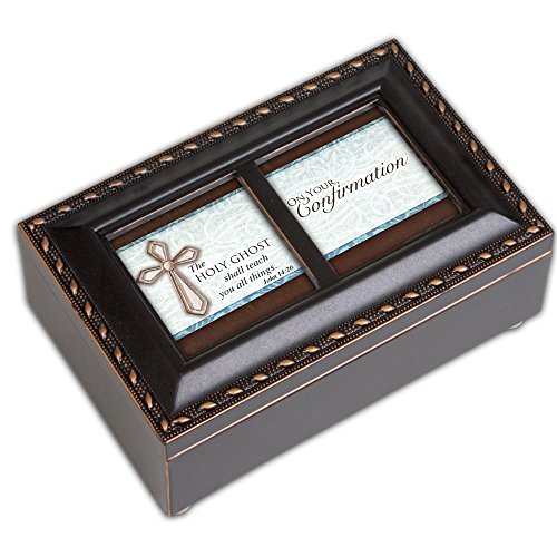 Cottage Garden Confirmation Boy Distressed Black Petite Music Box/Jewelry Box Plays Hallelujah