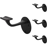 A29 Cast Iron Handrail Brackets, Set of 4, Heavy Duty, Black Powder Coat | Supports Stairway Railings, Fits Indoor and Outdoor Use, Includes Hardware