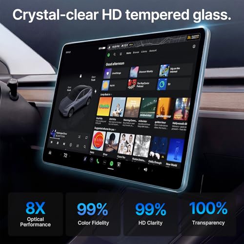 CYBERBEANS 16 inch + 8 inch screen protector for Tesla Model y Juniper 2026 | Tempered Glass Accessories Anti-Fingerprint, Bubble-Free, 9H Hardness, With Installation Kit