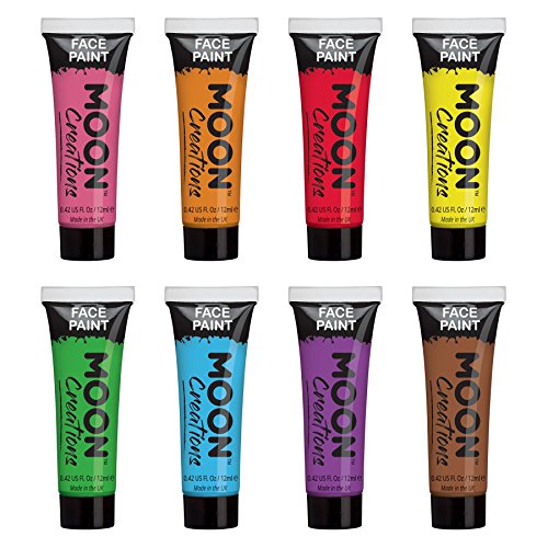 Face & Body Paint Set of 8 by Moon Creations - 12ml