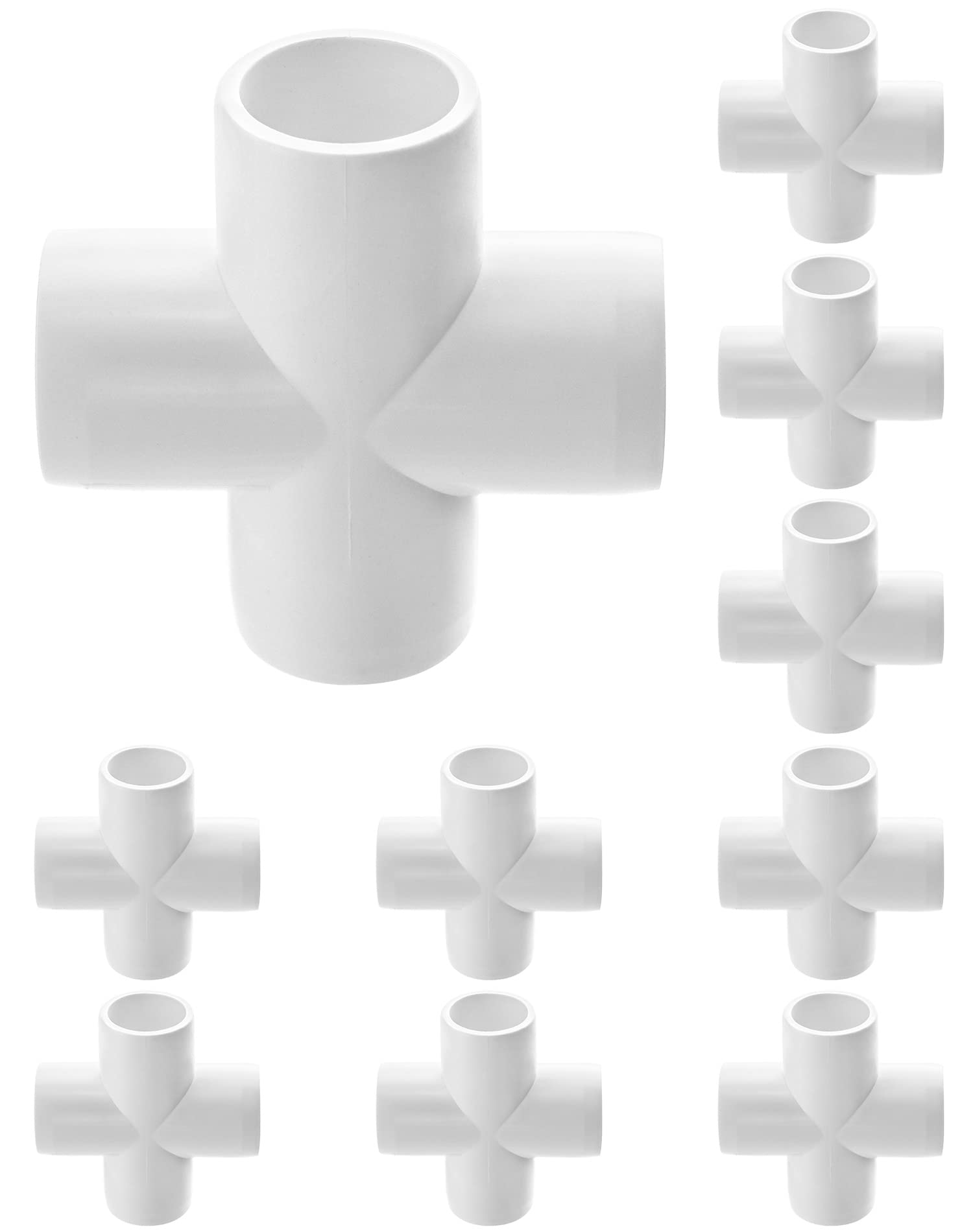 Photo 1 of QWORK 4 Way 1/2" Cross PVC Fitting - 10 Pack Connector, Furniture Grade, For Building Furniture and PVC Structures, White