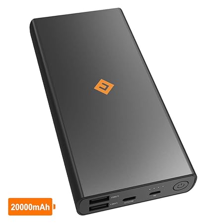 NOVOO 20000mAh Powerbank Externer Akku 3 Ausgänge 2 USB A mit Smart IC & 1 USB C 5V 3A für Handy iPhone 6 7 8 X Samsung Galax