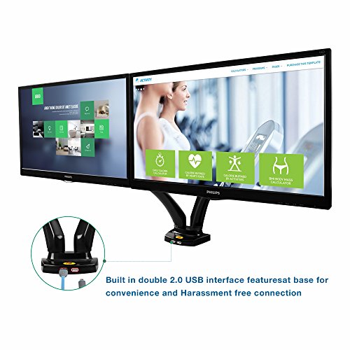 North Bayou Dual Monitor Desk Mount Stand Full Motion Swivel Computer Monitor Arm Gas Spring fits 2 Screens up to 27'' 14.3lbs Each Monitor