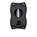 Colibri Premium SV-Cut 2 in 1 Cigar Cutter - Ergonomic Stainless Steel V-Cut and Straight Cut Style Spring-Loaded Blade, Ideal for up to 60+ Ring Gauge - Gift for Cigar Enthusiasts (Black)